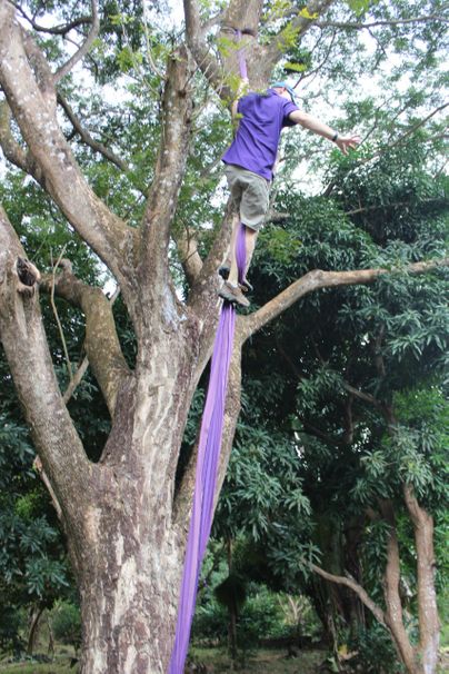 Dave our older member of our group and the only able to climb the rope. Monkey heritage.