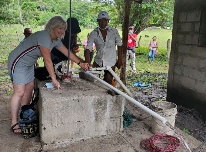 Janice Rauser- co-leader and founder of COMMIT at the well inauguration in Nandarola, September, 2021