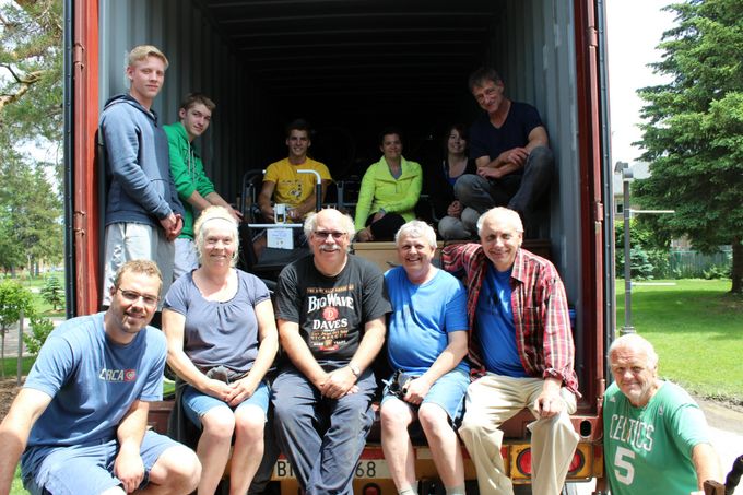COMMIT team members sit in the container that is now loaded and on it's way to Nicaragua, so exciting!!