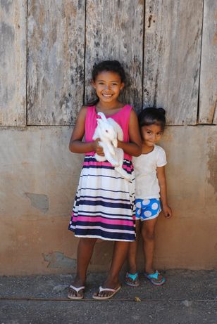 Emily and her sister pose for one of many pictures with their pet rabbit. The children are simply adorable and even learned my name, although it was funny because they thought I was Maria (mistaken for my sister Mary)